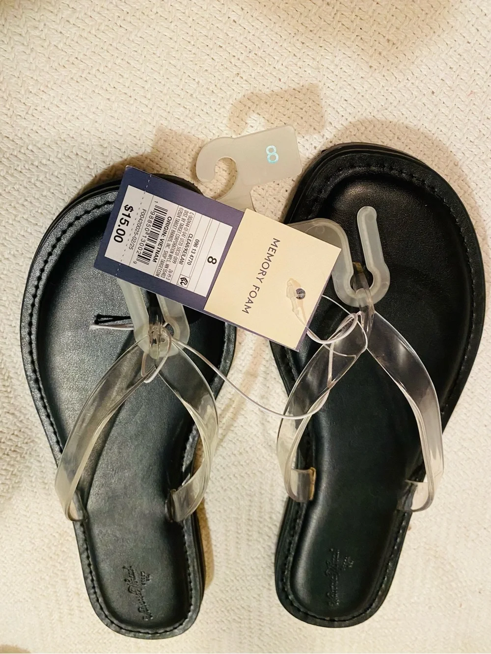 Brand New with Tags Black Sandals with Clear Straps